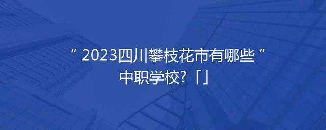 2023四川攀枝花市有哪些中职学校?「」