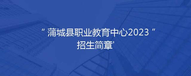 蒲城县职业教育中心2023招生简章'