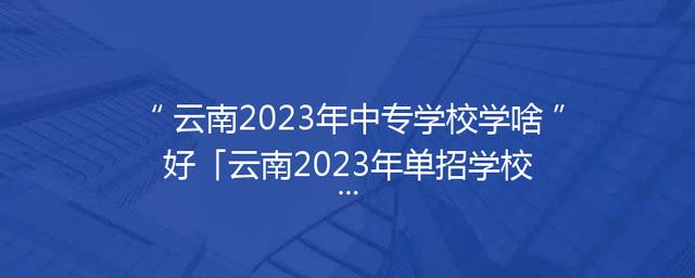 云南2023年中专学校学啥好「云南2023年单招学校分数线」