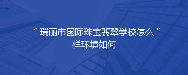 瑞丽市国际珠宝翡翠学校怎么样环境如何