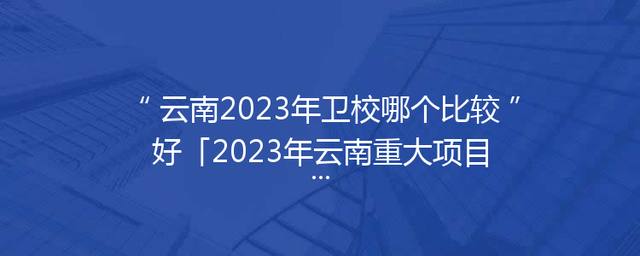 云南2023年卫校哪个比较好「2023年云南重大项目工程」