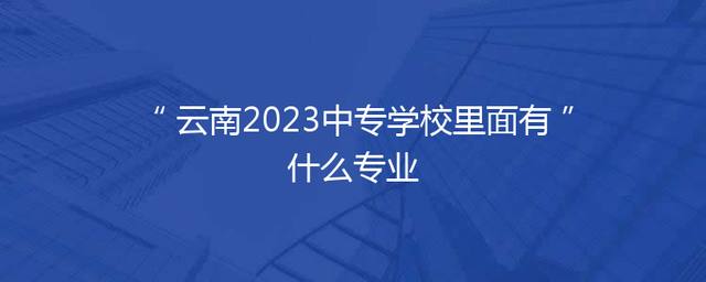云南2023中专学校里面有什么专业