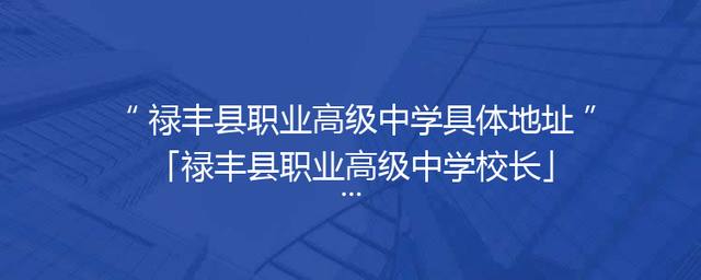 禄丰县职业高级中学具体地址「禄丰县职业高级中学校长」