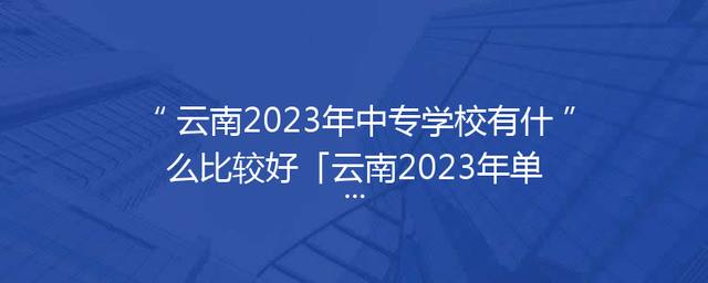 云南2023年中专学校有什么比较好「云南2023年单招学校分数线」