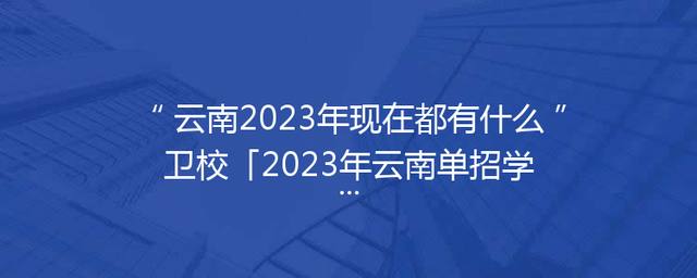 云南2023年现在都有什么卫校「2023年云南单招学校有哪些」