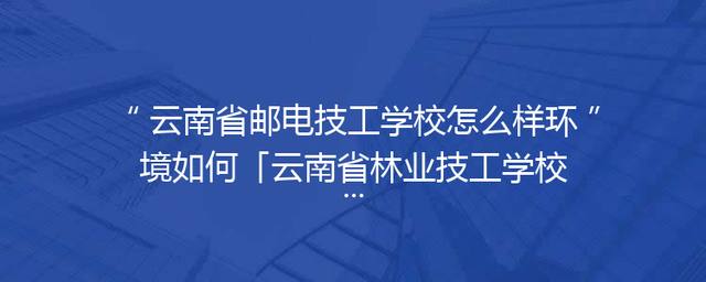 云南省邮电技工学校怎么样环境如何「云南省林业技工学校怎么样」