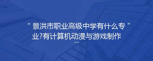 景洪市职业高级中学有什么专业?有计算机动漫与游戏制作专业吗?