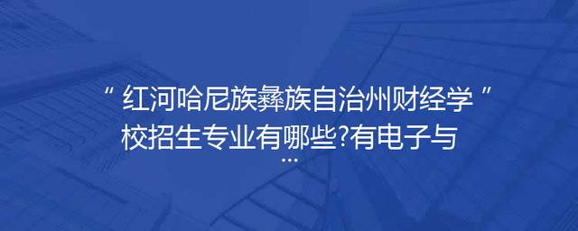 红河哈尼族彝族自治州财经学校招生专业有哪些?有电子与信息技术专业吗?