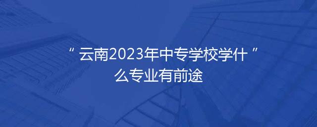 云南2023年中专学校学什么专业有前途
