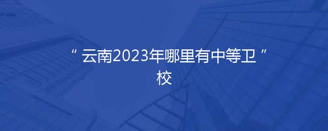 云南2023年哪里有中等卫校