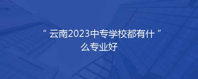 云南2023中专学校都有什么专业好