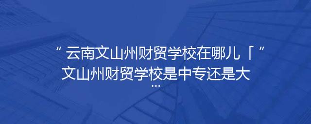 云南文山州财贸学校在哪儿「文山州财贸学校是中专还是大专」