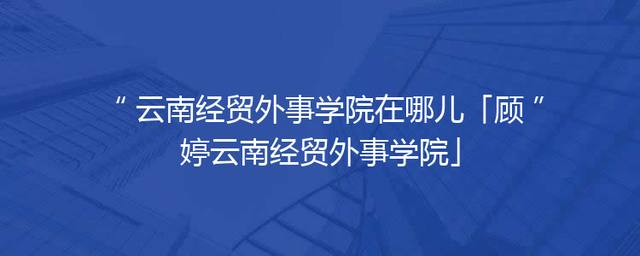 云南经贸外事学院在哪儿「顾婷云南经贸外事学院」